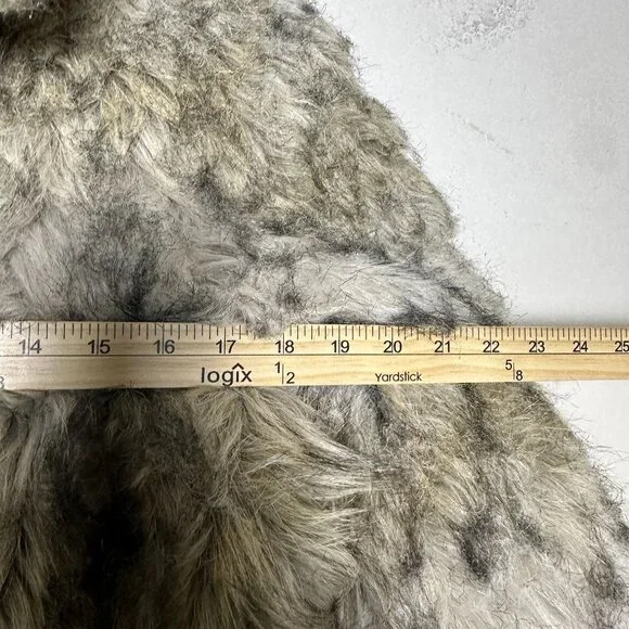 VTG H&M Faux Fur Coat Jacket Women 4 Grey Brown Mottled Pattern Outerwear Y2K - Picture 7 of 15